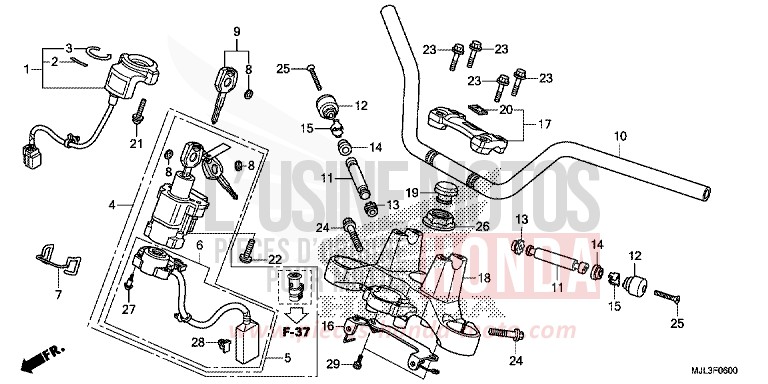 ROHRGRIFF/OBERE BRUECKE von NC750X DCT GRAPHITE BLACK (NHB01) von 2014